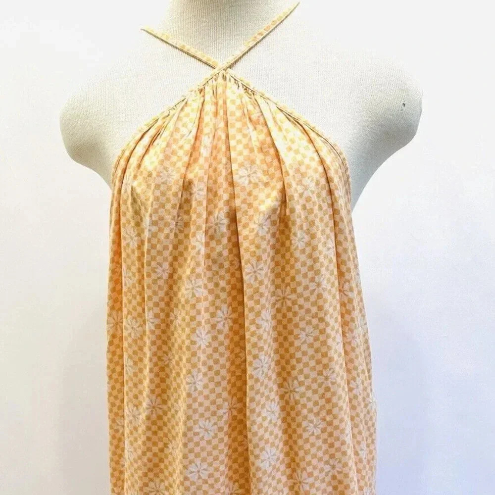 NWT SO GOODS FOR LIFE Juniors Sleeveless Halter Neck Orange Mini Dress Size XXL